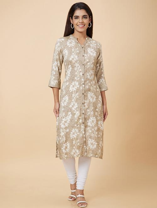 women brown viscose straight kurta - 20019006 - Very Small Image - 1