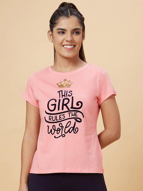 women's front print round neck t-shirt - 20019093 - Very Small Image - 1