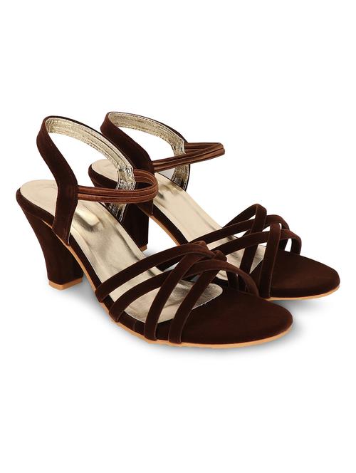 brown velvet back strap sandals - 20020048 - Very Small Image - 1