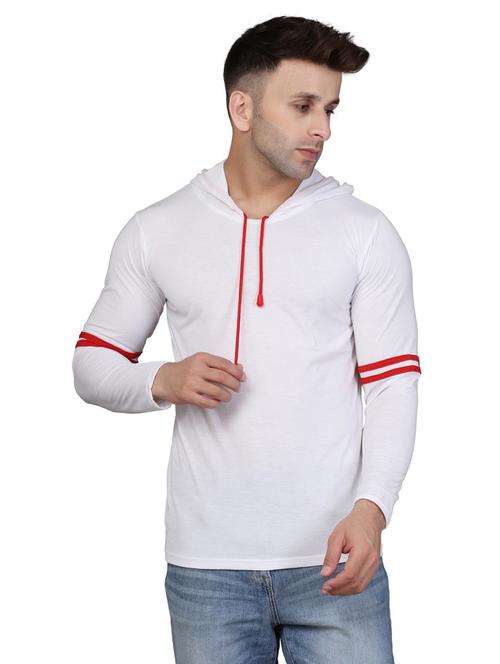 hood neck striped t-shirt - 20020632 - Very Small Image - 1