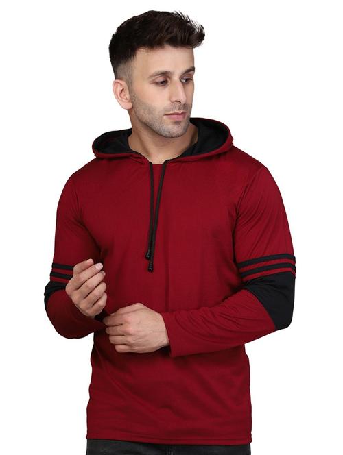 hood neck color block t-shirt - 20020670 - Very Small Image - 1