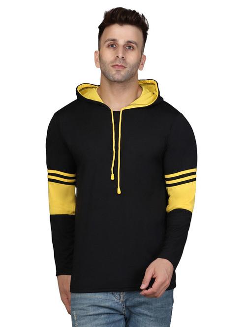 hood neck color block t-shirt - 20020673 - Very Small Image - 1