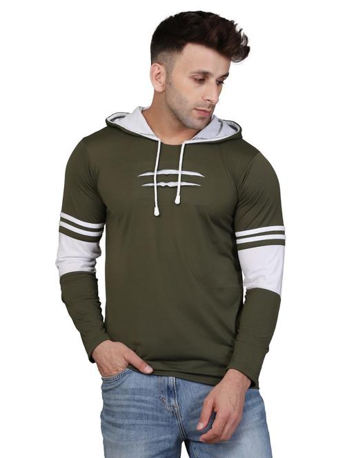 hood neck color block t-shirt - 20020680 - Very Small Image - 1