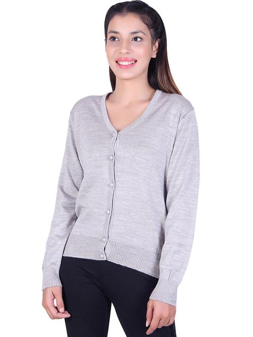 v neck solid cardigan - 20021668 - Very Small Image - 1