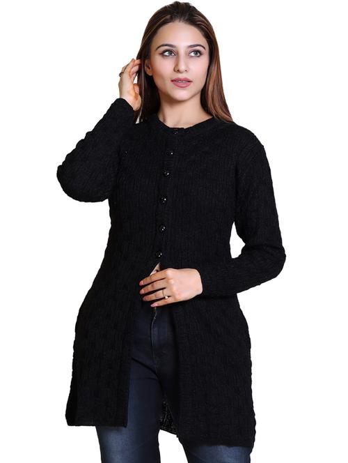 black acrylic blend cardigan - 20021678 - Very Small Image - 1