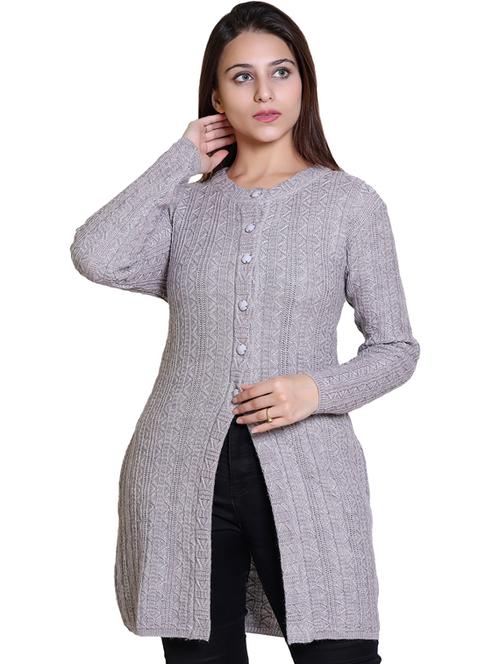 round neck self design cardigan  - 20021683 - Very Small Image - 1