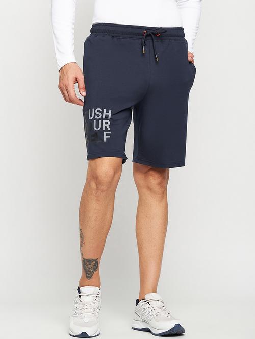 navy blue cotton blend shorts - 20022094 - Very Small Image - 1