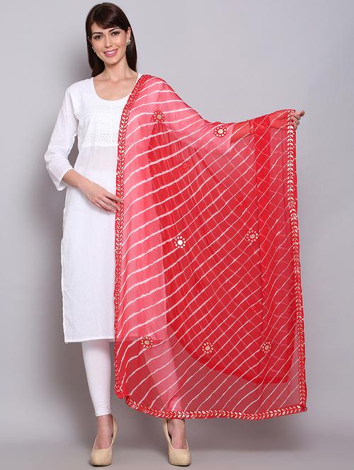 red poly chiffon dupatta - 20022459 - Very Small Image - 1