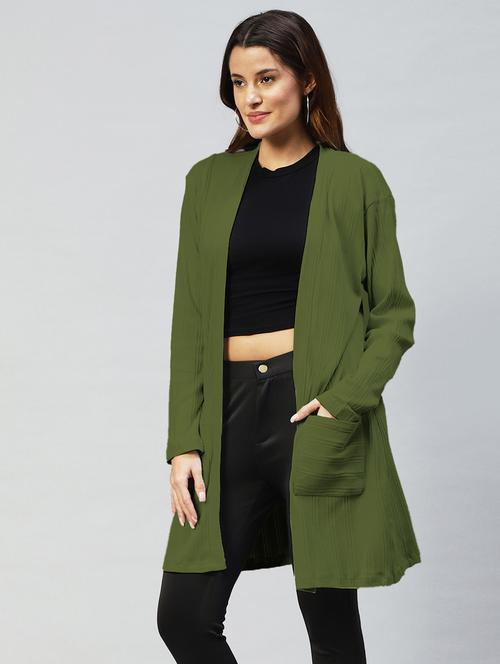 olive green cotton shrug - 20022871 - Very Small Image - 1