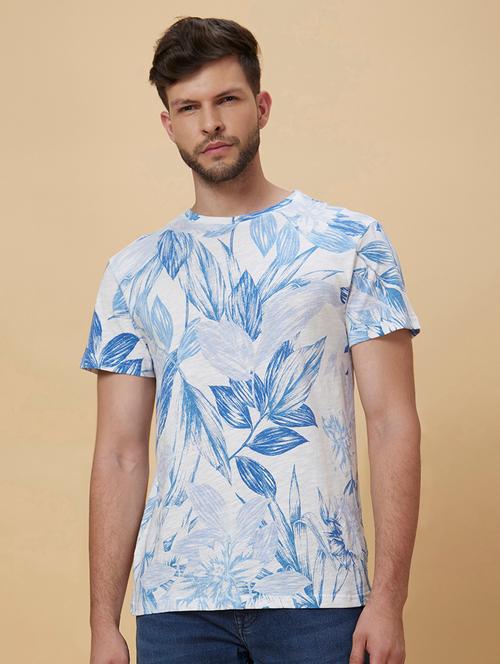 men tropical printed round neck t-shirt - 20023052 - Very Small Image - 1