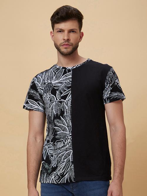 men round neck tropical printed t-shirt - 20023054 - Very Small Image - 1