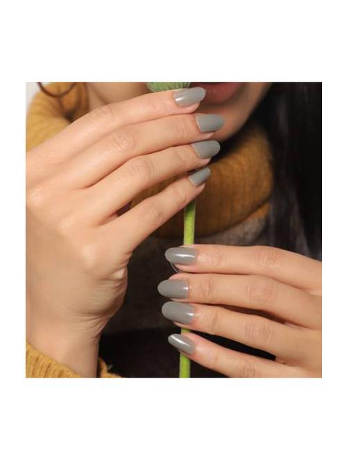 lick - press on nails 24 pcs grey oval shape artificial/false/fake reusable nails with application kit  (pack of 24) - 20023543 - Very Small Image - 1