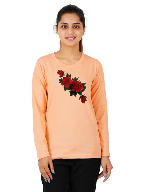 women's chest print round neck t-shirt - 20024571 - Very Small Image - 1