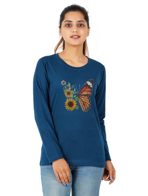 women's front print round neck t-shirt - 20024575 - Very Small Image - 1