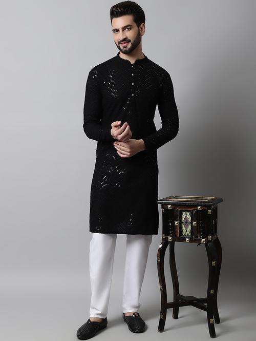 embroidered long kurta with sequin work - 20024845 - Very Small Image - 1