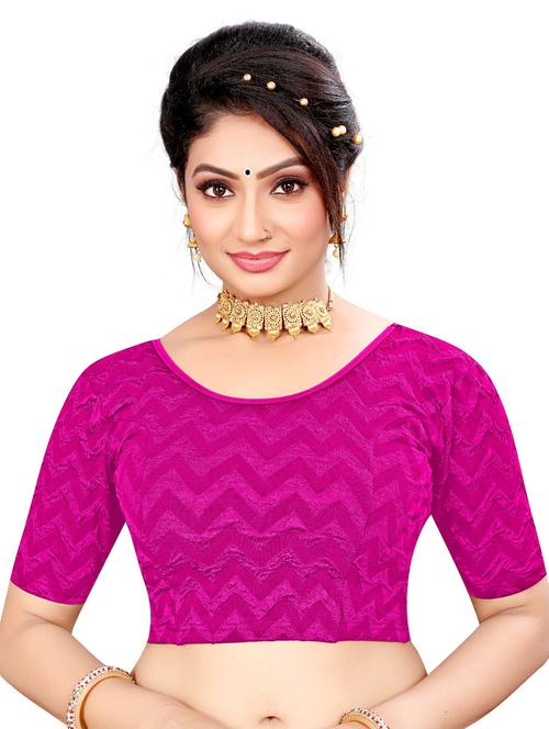 women pink round neck short sleeves blouse - 20025351 - Very Small Image - 1