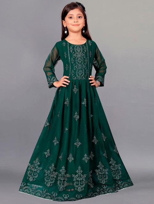 green embroidered party gown - 20026474 - Very Small Image - 1