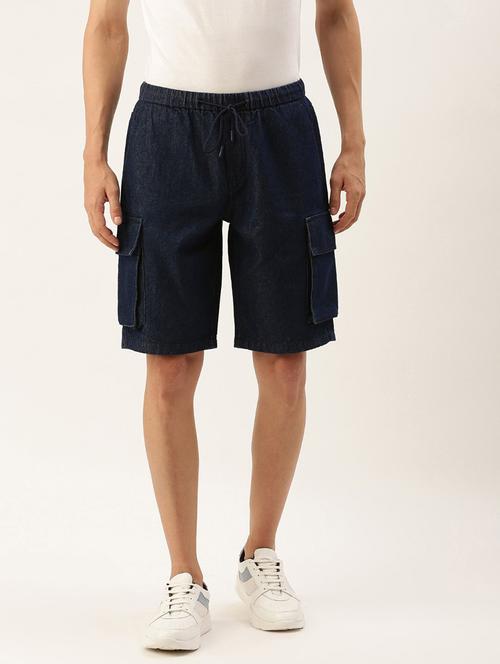 navy blue cotton bermuda shorts - 20028361 - Very Small Image - 1