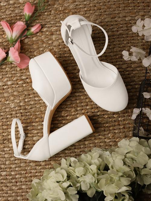 white lace-up block sandals - 20029622 - Very Small Image - 1