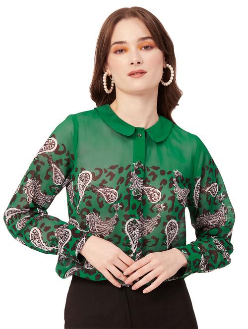 peter pan neck printed shirt - 20031260 - Very Small Image - 1