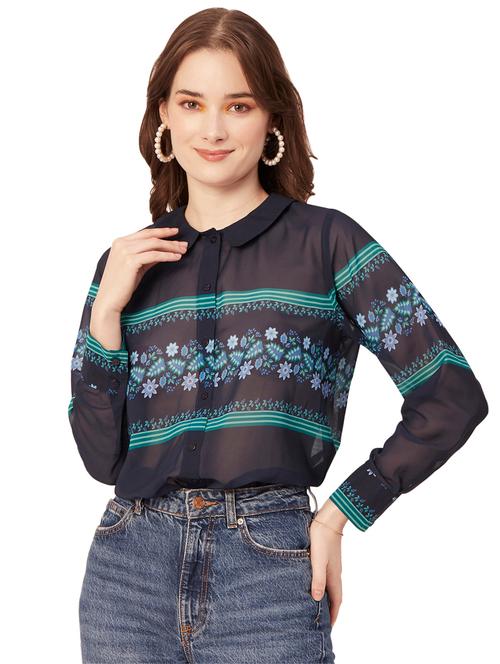 peter pan neck printed shirt - 20031263 - Very Small Image - 1