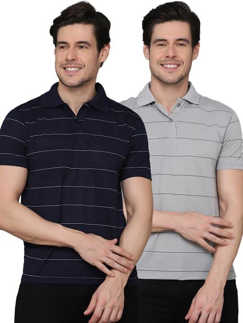 pack of 2 striped polo t-shirts - 20031402 - Very Small Image - 1