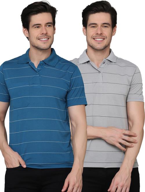pack of 2 striped polo t-shirts - 20031403 - Very Small Image - 1