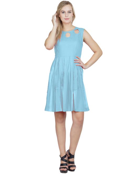 women's fit & flare solid dress - 20032296 - Very Small Image - 1