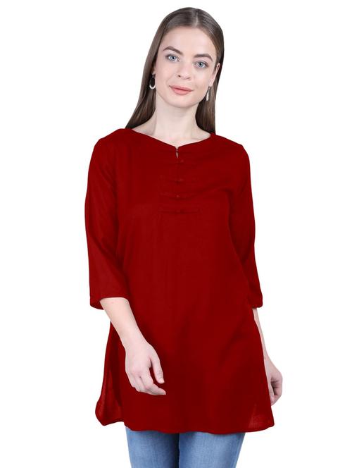 v-neck solid a-line tunic - 20032916 - Very Small Image - 1
