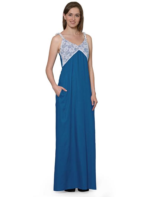 v-neck solid nighty - 20033432 - Very Small Image - 1