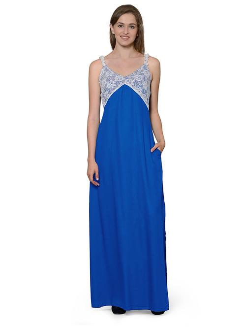 v-neck solid nighty - 20033433 - Very Small Image - 1