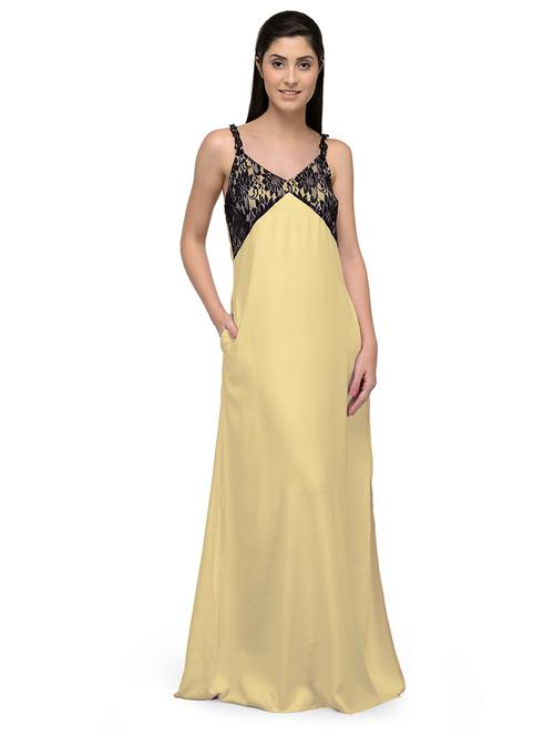 v-neck solid nighty - 20033435 - Very Small Image - 1