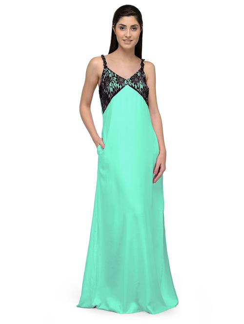 v-neck solid nighty - 20033440 - Very Small Image - 1