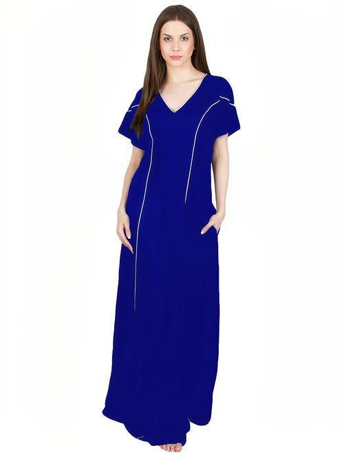 v-neck solid nighty - 20033476 - Very Small Image - 1