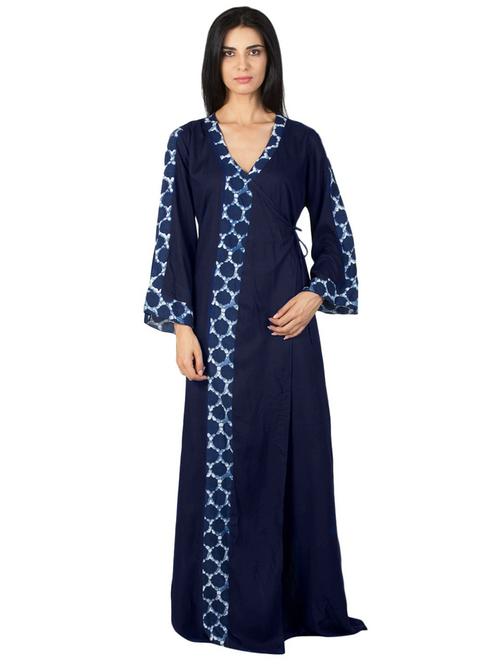 v-neck solid nighty - 20033505 - Very Small Image - 1