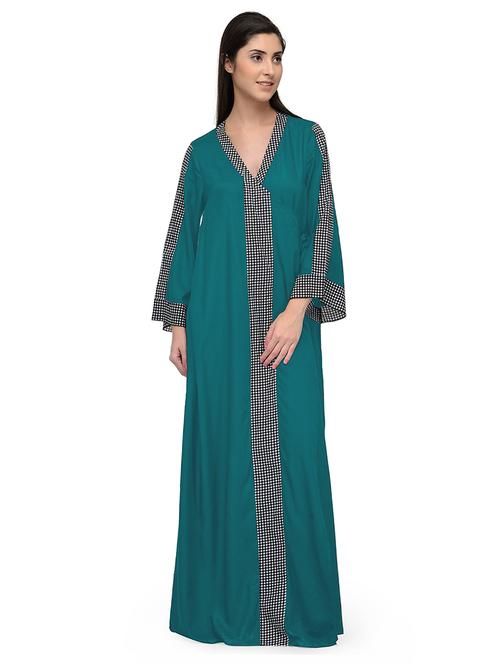 v-neck solid nighty - 20033576 - Very Small Image - 1