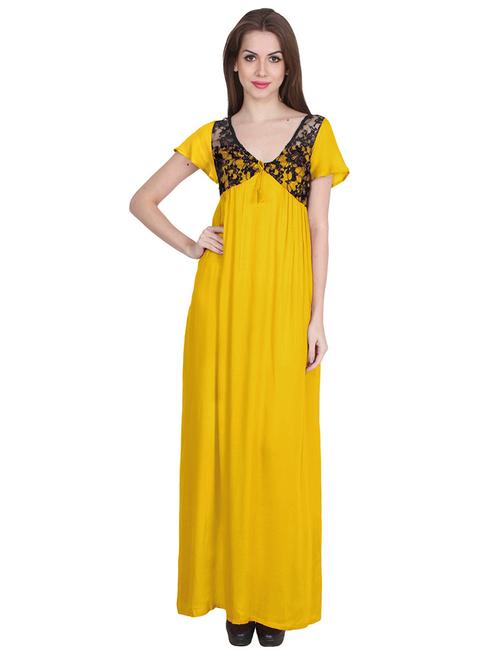 v-neck solid nighty - 20033610 - Very Small Image - 1