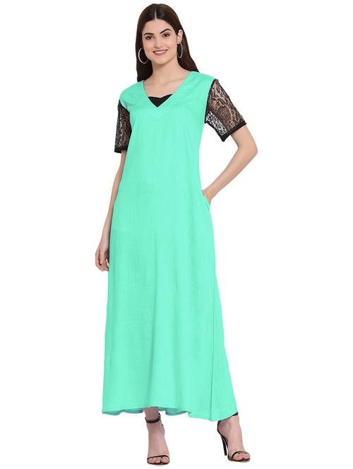 v-neck solid nighty - 20033636 - Very Small Image - 1