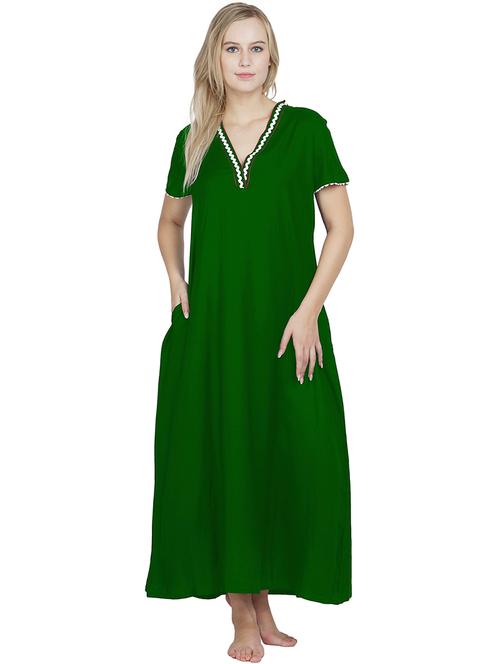 v-neck solid nighty - 20033656 - Very Small Image - 1