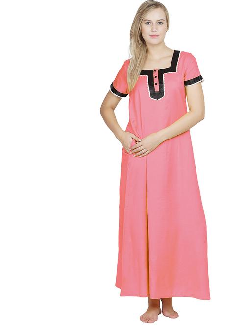 square neck solid nighty - 20033689 - Very Small Image - 1