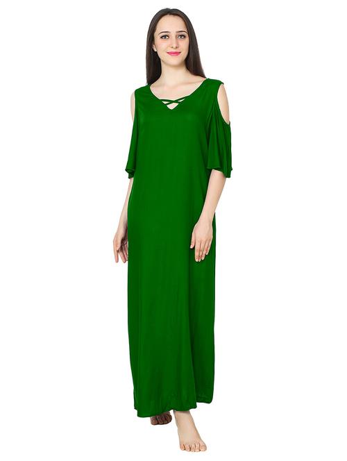 solid green v-neck cold shoulder nighty  - 20033783 - Very Small Image - 1