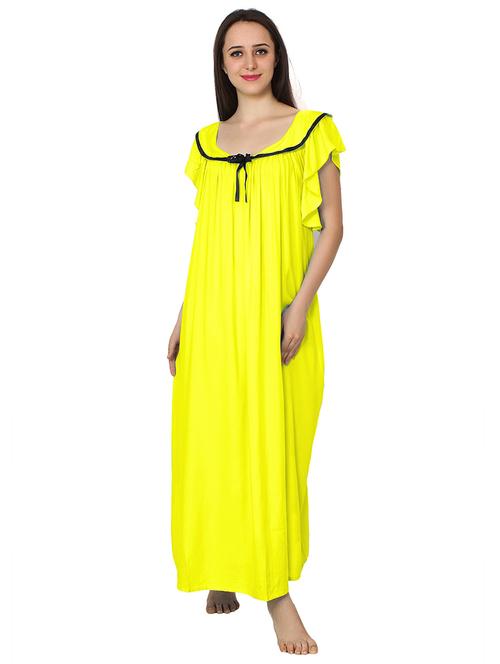 yellow scoop neck solids nighty - 20033942 - Very Small Image - 1