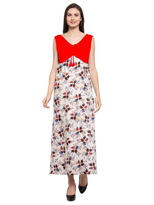 v-neck printed nighty  - 20034281 - Very Small Image - 1