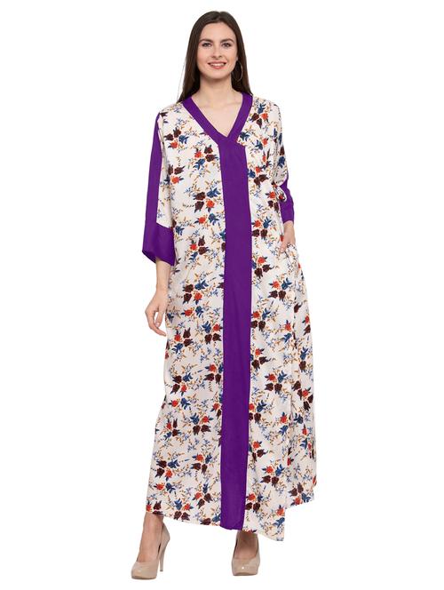 v-neck printed nighty  - 20034292 - Very Small Image - 1