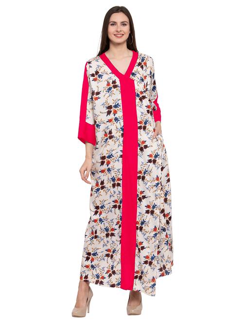 v-neck printed nighty  - 20034295 - Very Small Image - 1