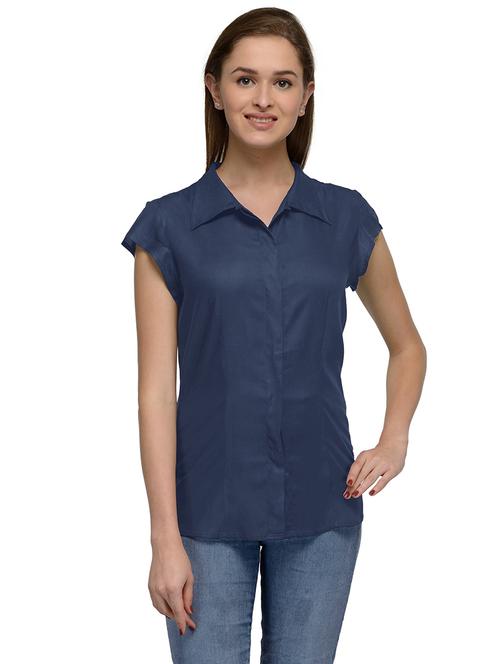 blue cotton blend shirt - 20034453 - Very Small Image - 1
