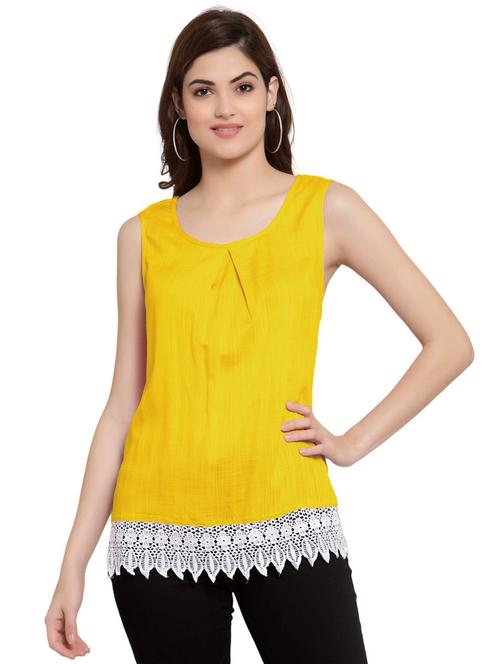 yellow cotton blend regular top - 20034774 - Very Small Image - 1