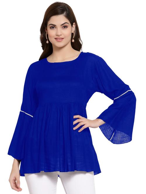 women's peplum round neck top - 20034897 - Very Small Image - 1