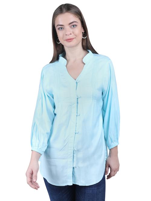 women's straight notch neck top - 20035046 - Very Small Image - 1