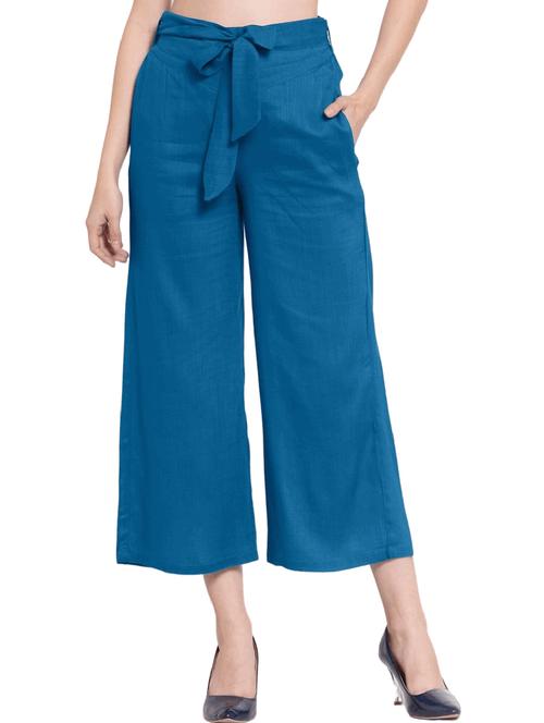 solid waist knot flared palazzo - 20036240 - Very Small Image - 1